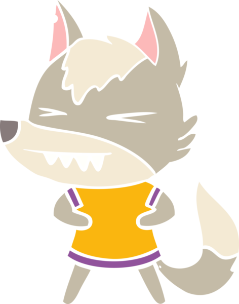 kızgın kurt düz renkli çizgi film bir insan tarafından çizildi.