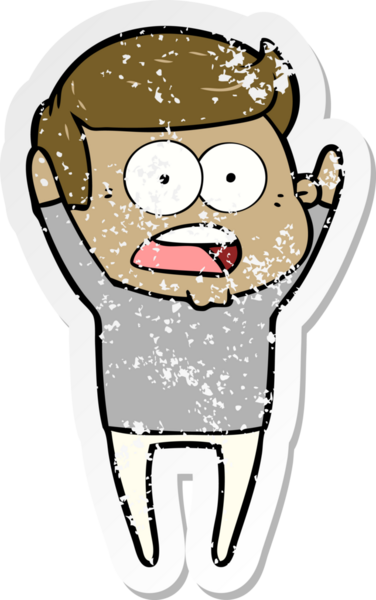 Bir insan tarafından çizilen şok olmuş bir adamın karikatür çıkartması.