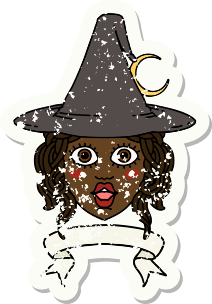 Retro Dövme Tarzı İnsan Cadı Karakteri Bir insan tarafından çizilmiş pankartıyla