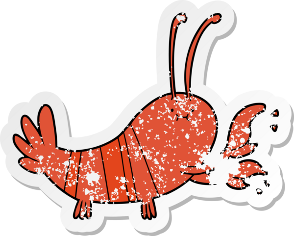 Bir insan tarafından çizilmiş ıstakozun sıkıntılı çıkartması.