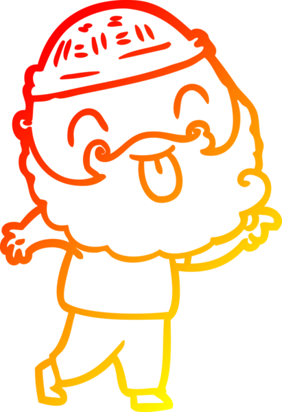 Sakallı bir adamın insan tarafından çizilmiş sıcak bir çizgi çizimi.