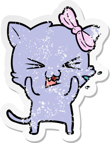 Bir insan tarafından çizilmiş karikatür bir kedinin sıkıntılı çıkartması.