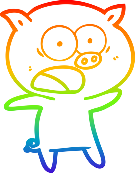 Gökkuşağı gradyan çizimi Bir insan tarafından çizilen bağıran domuz çizgi filmi