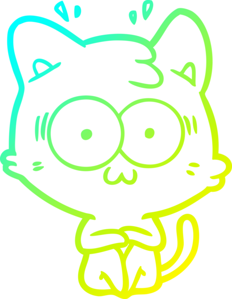 Bir çizgi filmin soğuk gradyan çizimi bir insan tarafından çizilmiş sürpriz bir kedi.