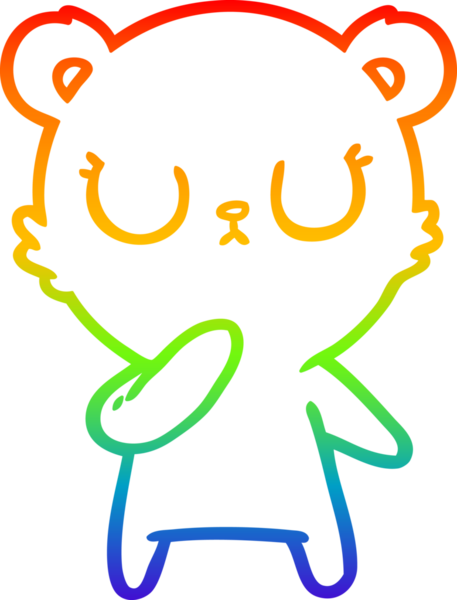 Bir insan tarafından çizilmiş barışçıl bir kutup ayısının gökkuşağı gradyanı çizimi