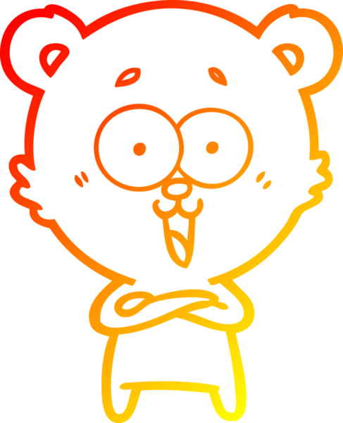 Bir insan tarafından çizilmiş gülen oyuncak ayının sıcak çizgi çizimi.