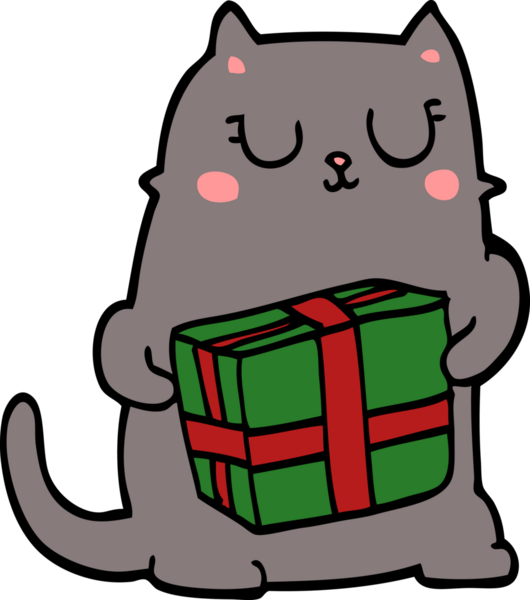 Bir insan tarafından çizilmiş çizgi film Noel kedisi.