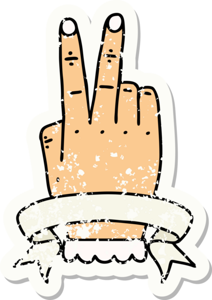 Retro Dövme Tarzı Zafer ve el hareketi Bir insan tarafından çizilmiş bayrak