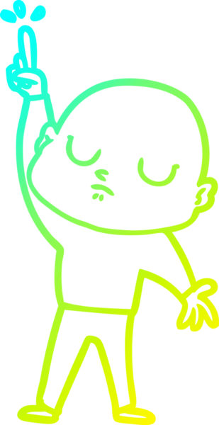 Bir insan tarafından çizilmiş kel bir adamın soğuk çizgi çizimi.