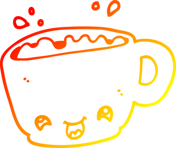 Bir insan tarafından çizilmiş bir fincan kahvenin sıcak çizgi çizimi