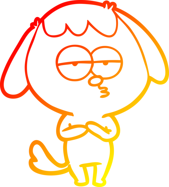 Bir insan tarafından çizilen ve sıkılmış bir köpeğin sıcak çizgi çizimi.