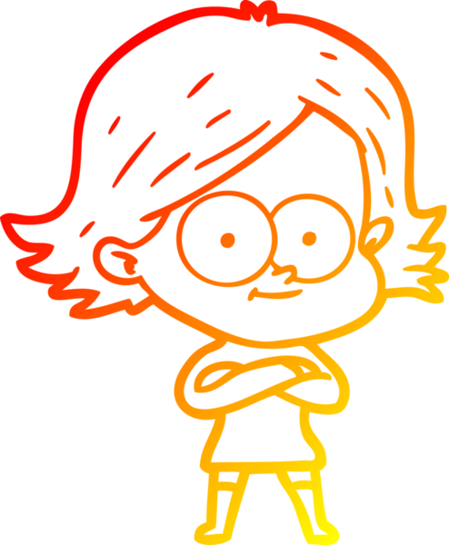 Bir insan tarafından çizilmiş mutlu bir çizgi film kızı çizimi