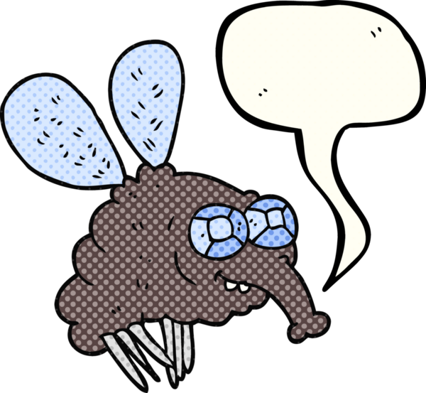 Bir insan tarafından çizilmiş serbest çizilmiş çizgi roman konuşma balonu sineği.