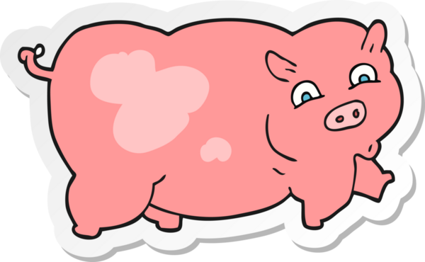 Bir insan tarafından çizilmiş bir domuzun çıkartması.