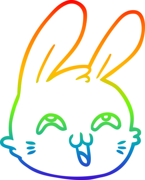 Gökkuşağı gradyan çizgi çizimi Bir insan tarafından çizilmiş mutlu tavşan yüzü