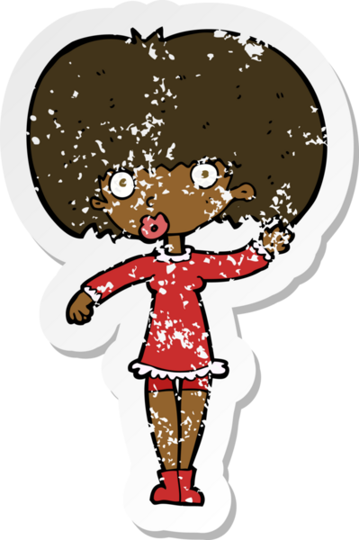 Bir insan tarafından çizilen el sallayan bir kız çizgi filminin gerilimli yapıştırması.