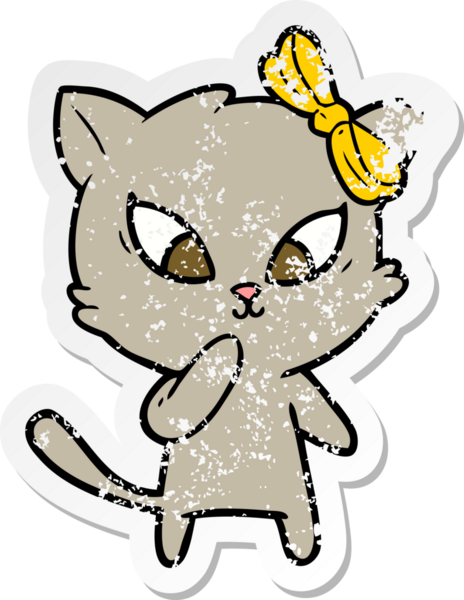 Bir insan tarafından çizilmiş karikatür bir kedinin sıkıntılı çıkartması.