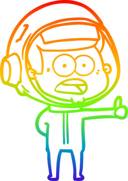 gökkuşağı gradyan çizgi çizimi bir insan tarafından çizilmiş astronot şaşırttı