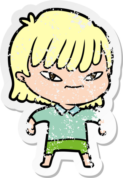 Bir insan tarafından çizilmiş karikatür bir kadının sıkıntılı çıkartması.