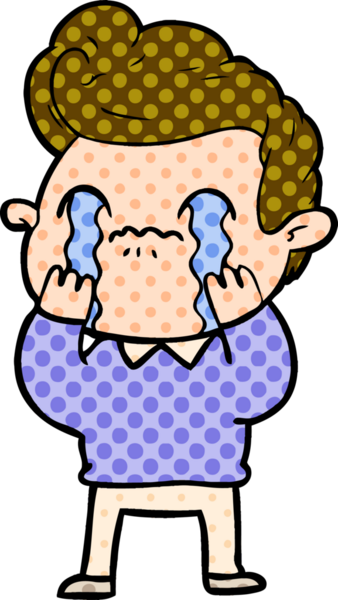 Bir insan tarafından çizilmiş ağlayan çizgi film adamı.