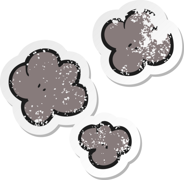 Bir insan tarafından çizilmiş karikatür dumanı sembolünün gerilimli yapıştırması.