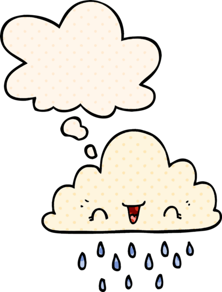 Bir insan tarafından çizilmiş, düşünce baloncuklu karikatür fırtına bulutu.