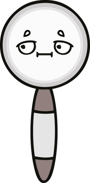 Bir insan tarafından çizilmiş bir büyüteç karikatürü.