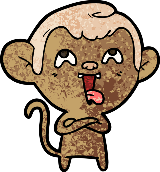 Bir insan tarafından çizilmiş çılgın çizgi film maymunu