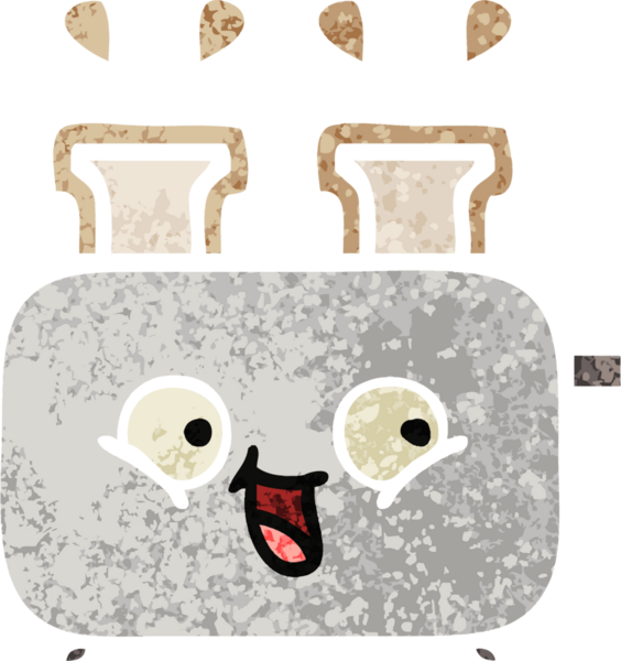 Bir insan tarafından çizilmiş bir tost makinesinin retro çizim stili karikatürü