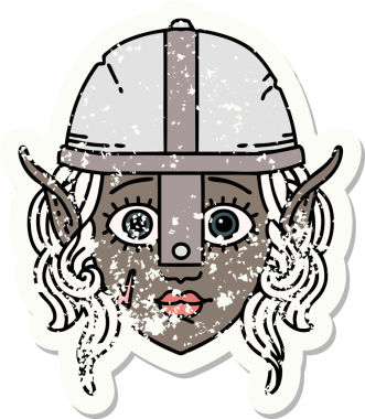 Retro Dövme Tarzı Elf Savaşçısı karakteri Bir insan tarafından çizilmiş