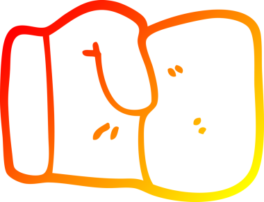 Bir insanın çizdiği çizgi film boks eldiveninin sıcak gradyan çizgisi.