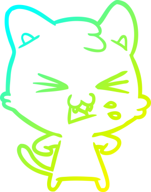 Bir insan tarafından çizilen çizgi film kedisinin soğuk gradyan çizimi