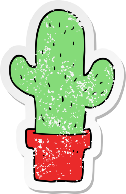 Bir insan tarafından çizilmiş bir kaktüsün sıkıntılı çıkartması.