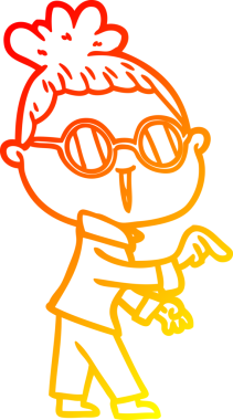 Bir insan tarafından çizilmiş gözlüklü bir karikatür kadın çizimi.