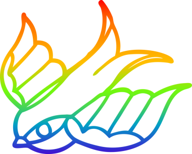 Gökkuşağı gradyan çizgi çizimi Bir insan tarafından çizilmiş bir dövme kırlangıç sembolü