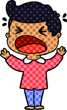 Bir insan tarafından çizilmiş bağıran adam çizgi filmi.