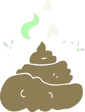 Bir insan tarafından çizilen iğrenç kakanın düz renk çizimi