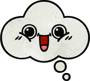 Bir insan tarafından çizilmiş bir düşünce baloncuğunun retro grunge doku karikatürü