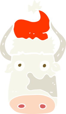 Bir insan tarafından çizilmiş düz renkli bir inek resmi.