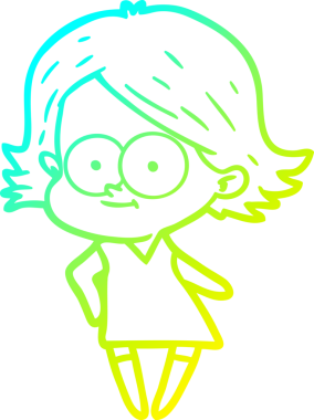 Bir insan tarafından çizilmiş mutlu çizgi film kızı çizimi.