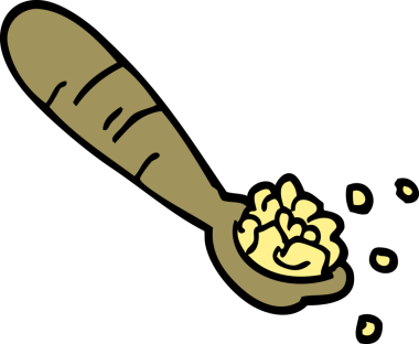 Bir insan tarafından çizilmiş patates püresi kaşığı karalama çizgi filmi.