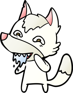 Bir insan tarafından çizilmiş aç kurt çizgi filmi.