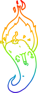 Gökkuşağı gradyan çizgi çizimi bir insan tarafından çizilmiş kızgın kırmızı biber