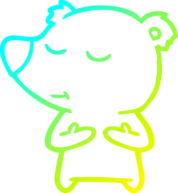 Bir insan tarafından çizilen mutlu çizgi film ayısının soğuk gradyan çizgisi.