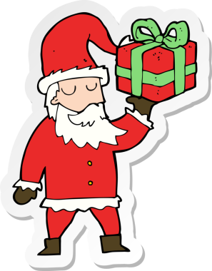 Bir insan tarafından çizilmiş Noel Baba çizgi filminin çıkartması.