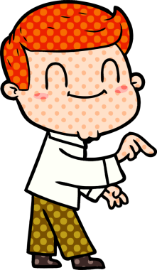 Bir insan tarafından çizilmiş çizgi film dostu bir adam.