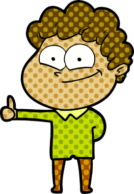 Bir insan tarafından çizilmiş mutlu bir adam.