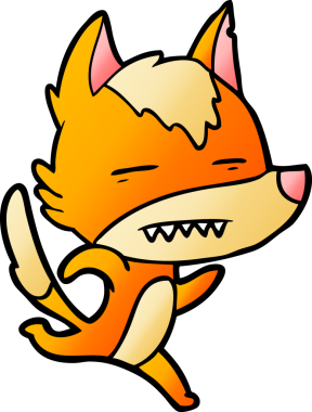 Bir insan tarafından çizilmiş tilki çizgi film karakteri