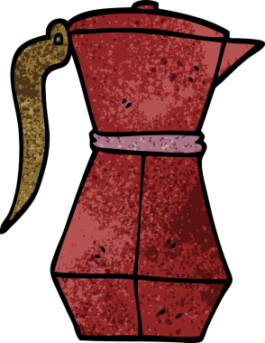 Bir insan tarafından çizilmiş karalama espresso demliği.