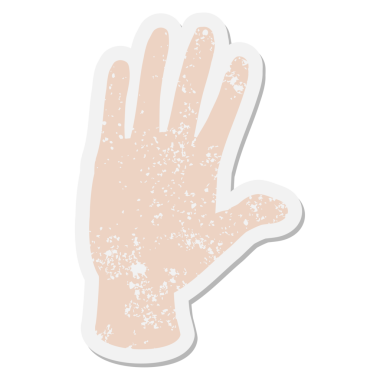 Bir insan tarafından çizilmiş el sallayan grunge çıkartması.